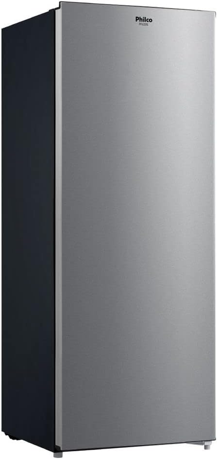 Freezer vertical Philco inox escovado modelo PFV205I vista lateral e frontal