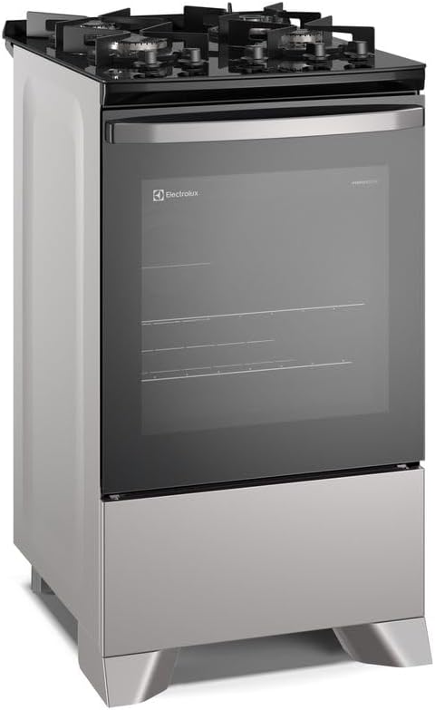 Fogão Electrolux 4 bocas Efficient Prata vista em ângulo 3/4 esquerda