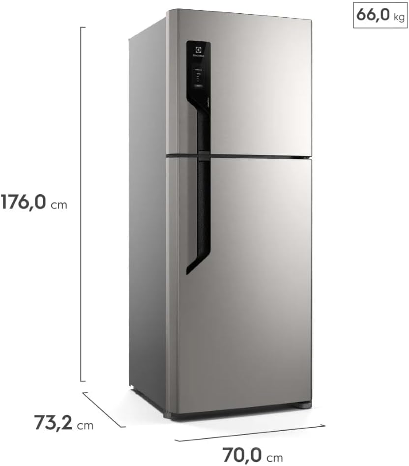 Dimensões e peso da geladeira Electrolux Frost Free duplex inox 431 litros
