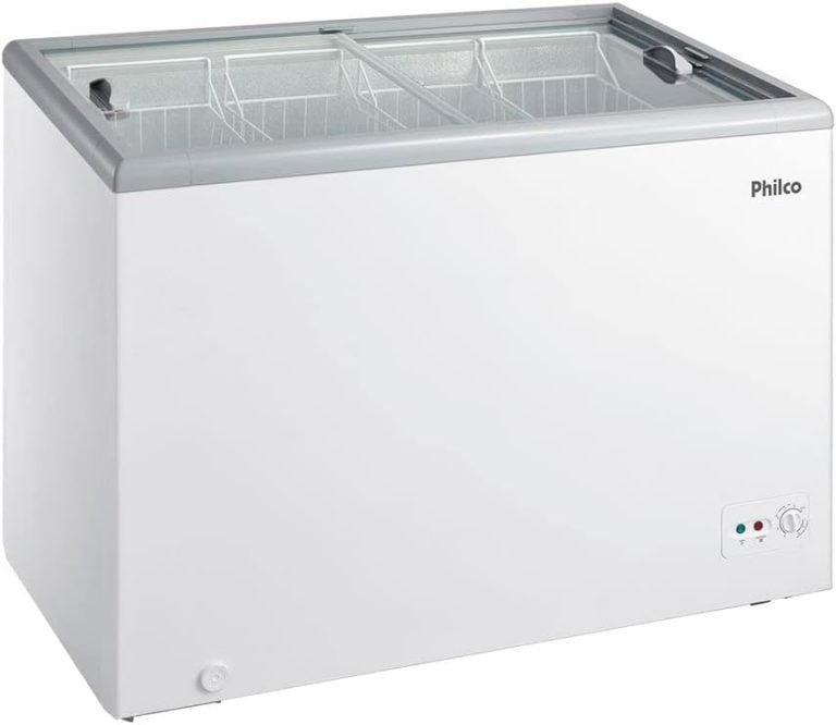 Freezer horizontal Philco 295L branco com tampa de vidro e controle de temperatura 127V