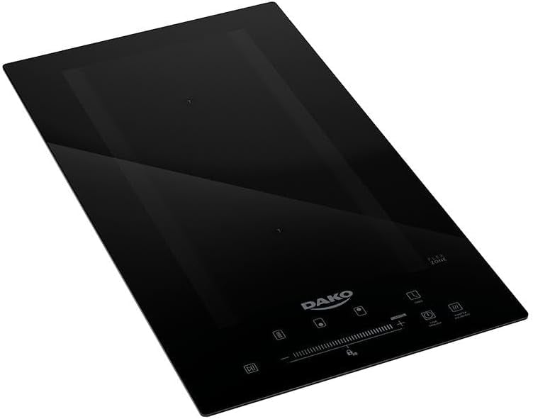 Cooktop de Indução Dako 2 bocas preto com zona flexível e painel touch