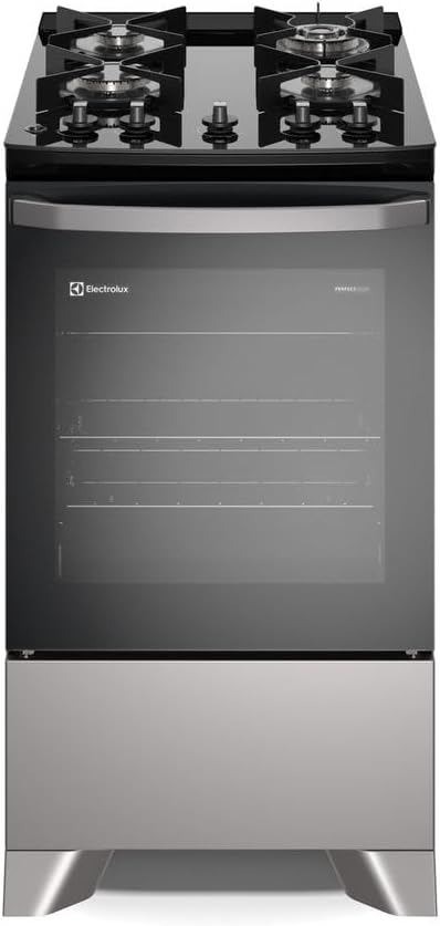 Fogão Electrolux 4 bocas Efficient com PerfectCook prata vista frontal