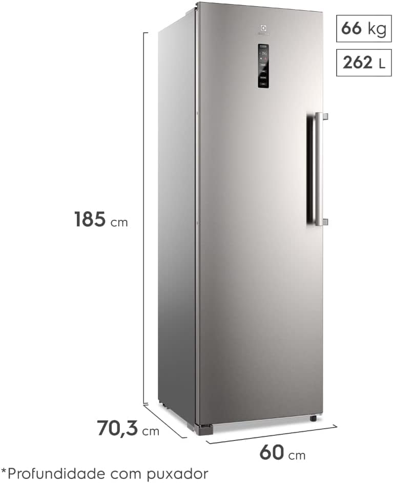 Dimensões e peso Freezer Electrolux Experience 262L FTI4S inox