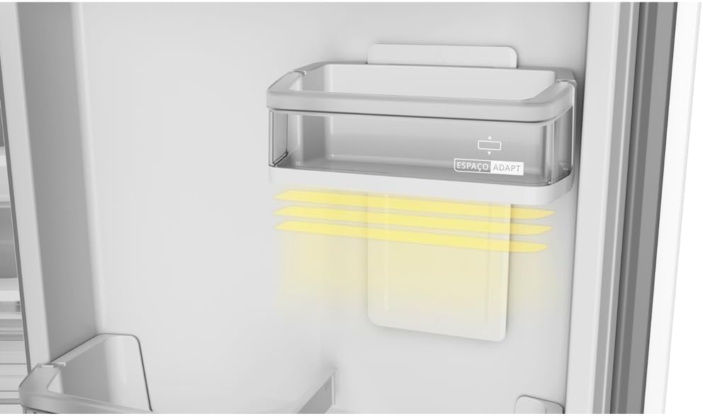 Sistema Espaço Adapt da geladeira Brastemp Frost Free inox com iluminação interna