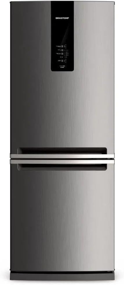 Geladeira Brastemp Inverse 2 portas inox Evox com painel digital frontal