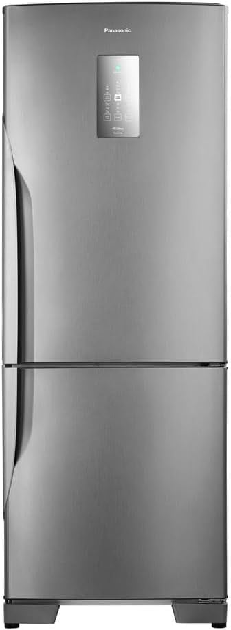 Geladeira Panasonic aço escovado 480 litros 2 portas com display digital