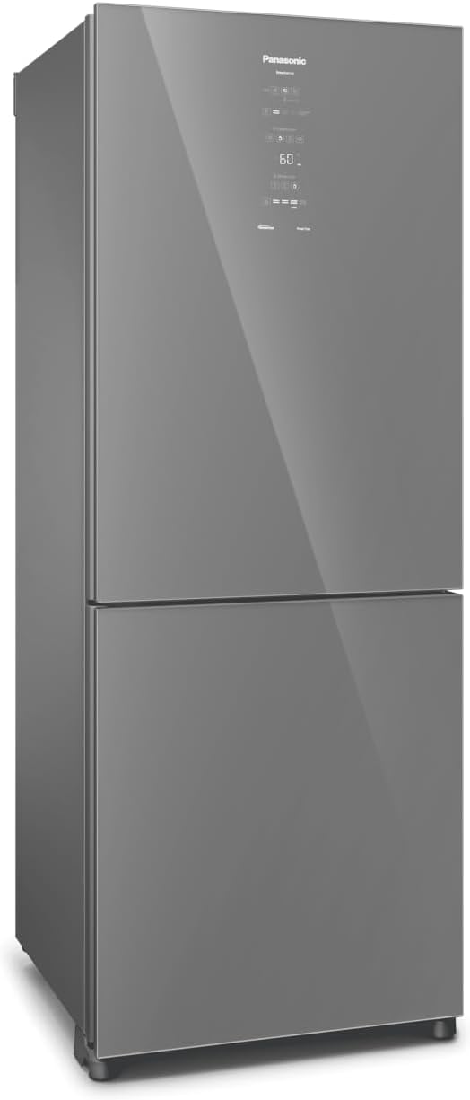 Geladeira Panasonic BB65 Diamond Glass Inverse Frost Free 450L Inverter A+++ vista lateral direção porta