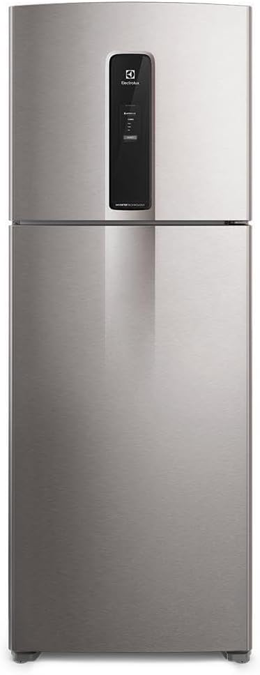 Geladeira Electrolux Frost Free Inverter 480L inox com painel digital e acabamento moderno em inox escovado