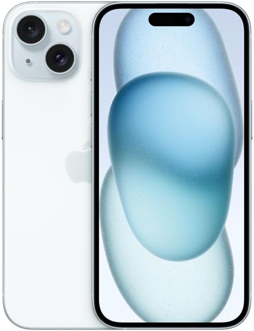 Apple iPhone 15 512 GB azul vista frontal e traseira com fundo branco
