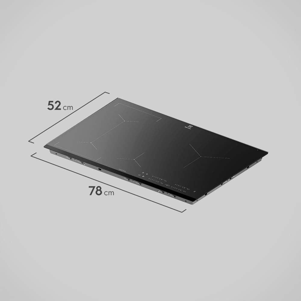 Cooktop de indução preto Electrolux dimensões 78x52 cm
