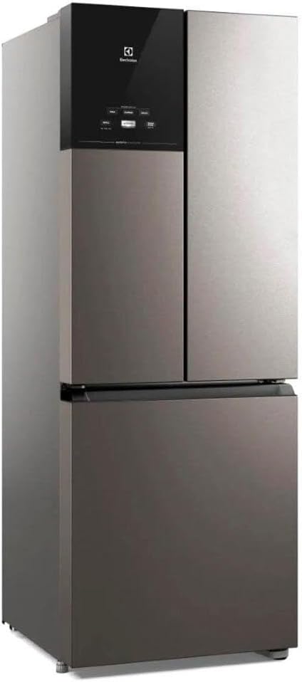 Geladeira Electrolux Frost Free Inverter 480L 3 portas Inox Look vista lateral