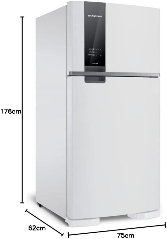 Geladeira Brastemp Frost Free Duplex 375L branca com dimensões 176x75x62 cm