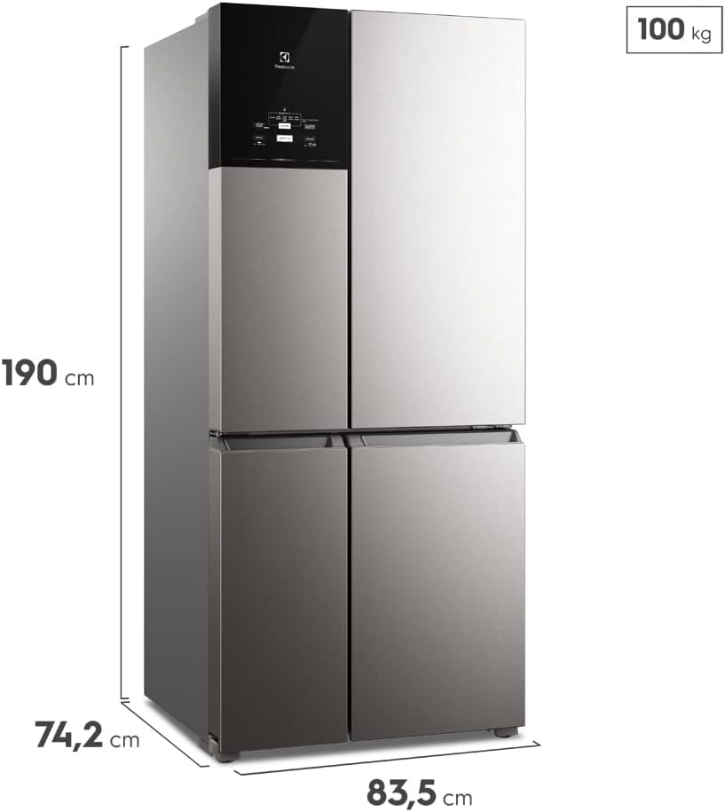 Geladeira Electrolux Frost Free Inverter 581L dimensões 190x83,5x74,2cm inox look 4 portas