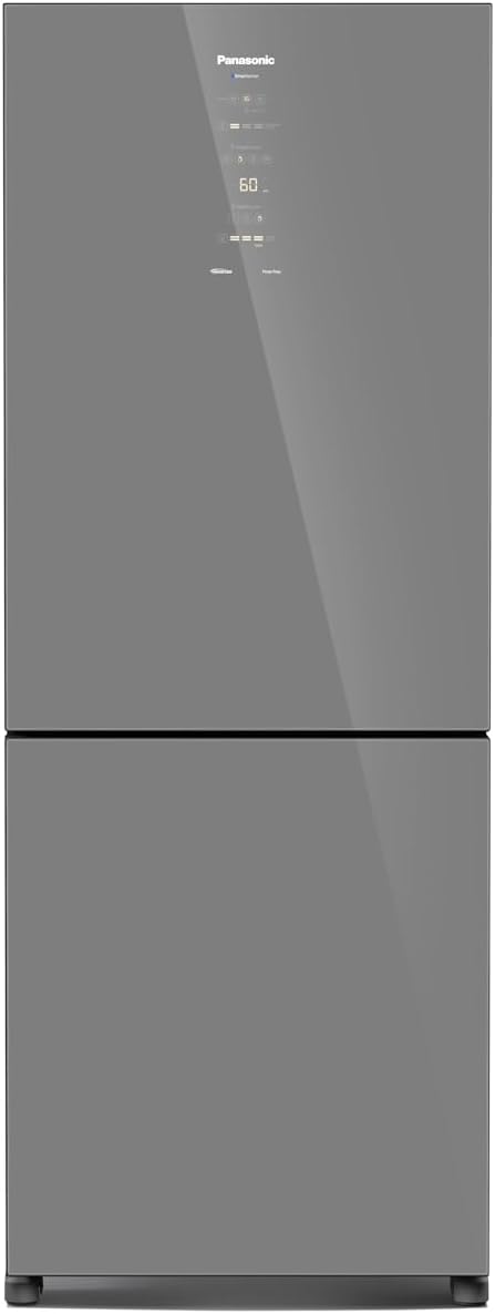 Geladeira Panasonic BB65 Diamond Glass Inverse Frost Free 450L A+++ com painel digital cinza escuro