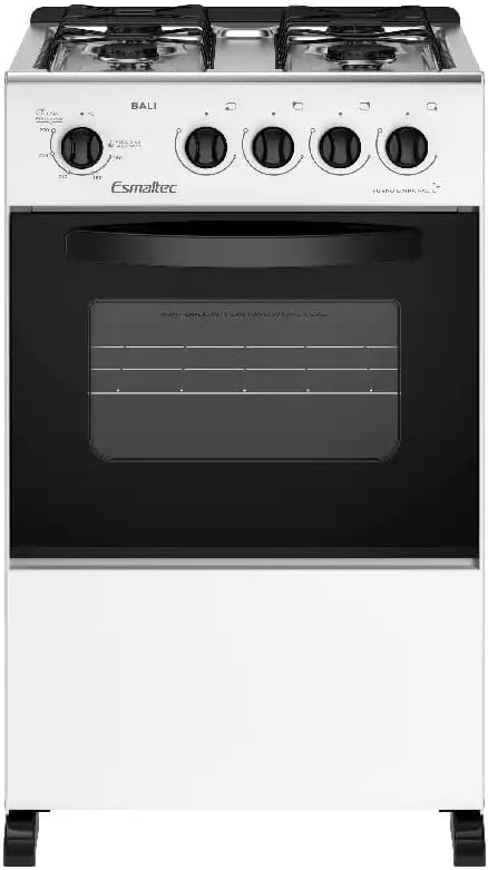 Fogão Esmaltec 4 Bocas Bali 4111 vista frontal aço inox branco