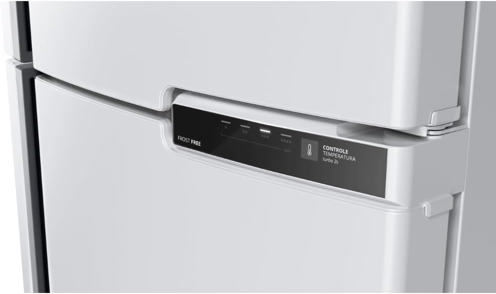 Painel digital da geladeira Brastemp Frost Free Duplex com controle de temperatura e indicadores