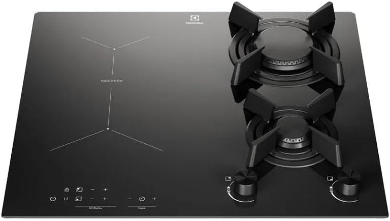 Cooktop Electrolux híbrido 4 queimadores com indução e gás, vidro temperado preto