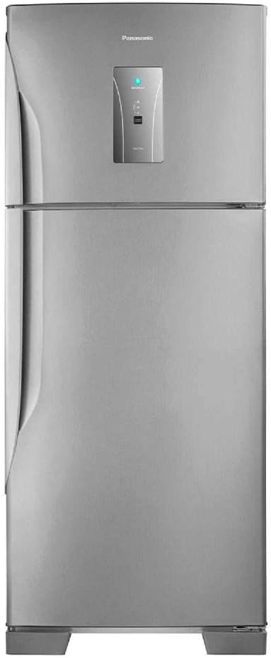 Geladeira Panasonic Frost Free 435L aço escovado 2 portas painel digital