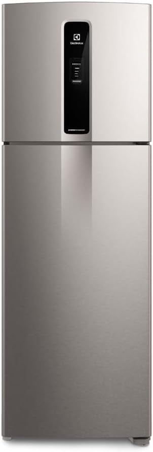 Geladeira Electrolux Frost Free Duplex Efficient Inox Look 390L vista frontal