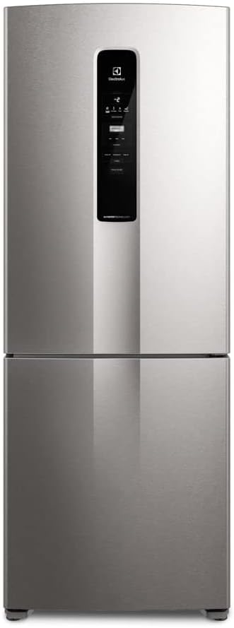 Geladeira Electrolux Inverter Frost Free 488L Fresh&Flex inox frontal com painel digital