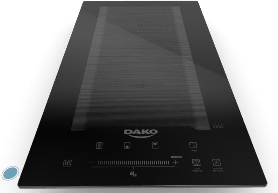 Cooktop de Indução Dako 2 bocas preto com zona flexível e painel touch