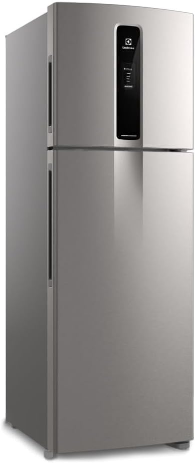 Geladeira Electrolux Frost Free Duplex Efficient Inox vista lateral esquerda
