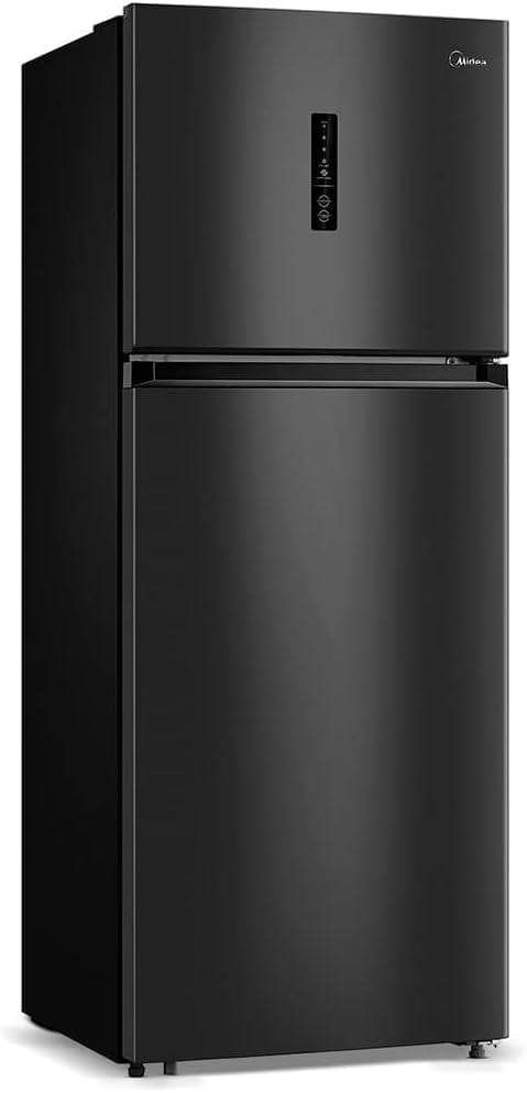 Geladeira Frost Free Duplex 463L Slim Black Inox Midea MD-RT645MTA281 vista lateral