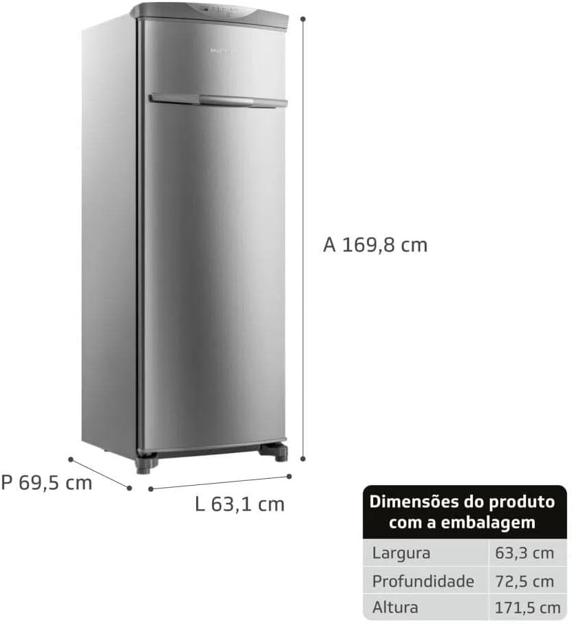 Dimensões do Freezer Vertical Brastemp Flex Frost Free inox 228 litros