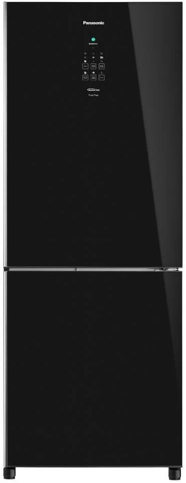 Geladeira Panasonic Frost Free 425L preto vidro com painel digital frontal
