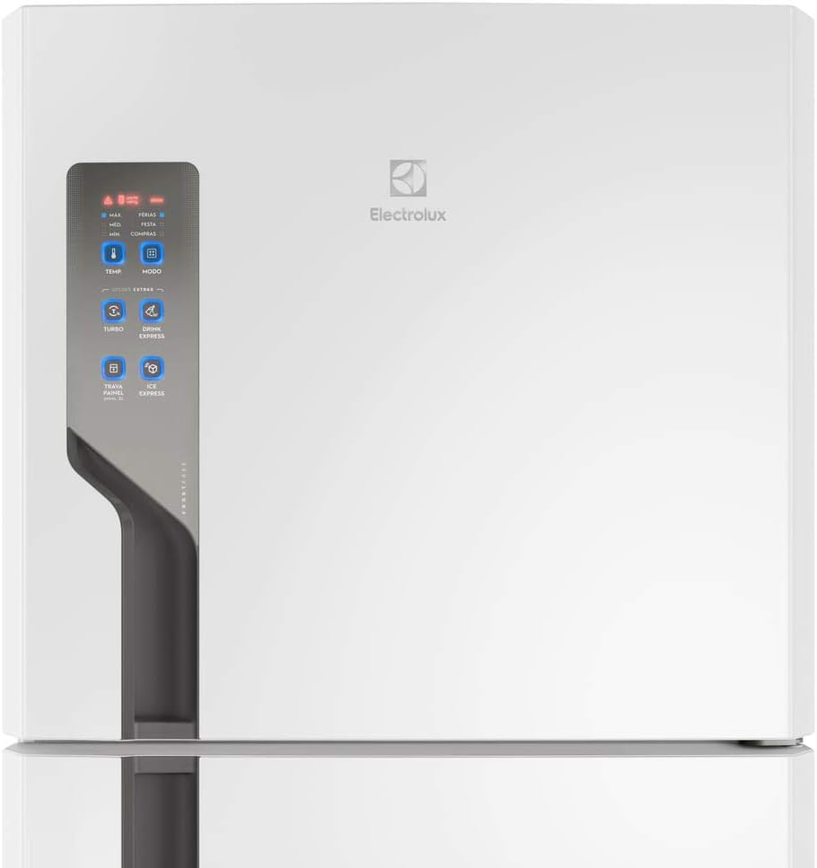 Painel digital touch da geladeira branca top freezer Electrolux