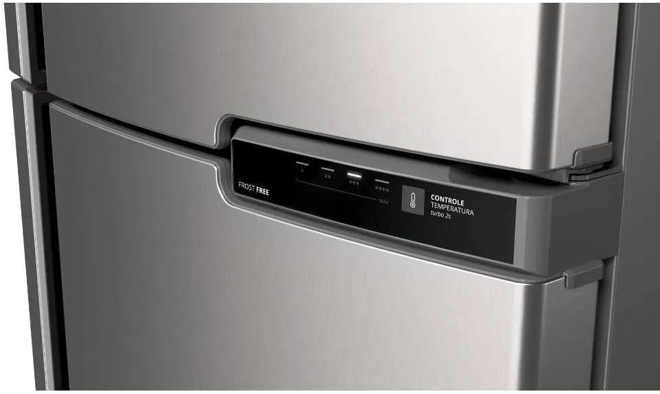Painel digital com controle de temperatura da geladeira Brastemp Frost Free inox