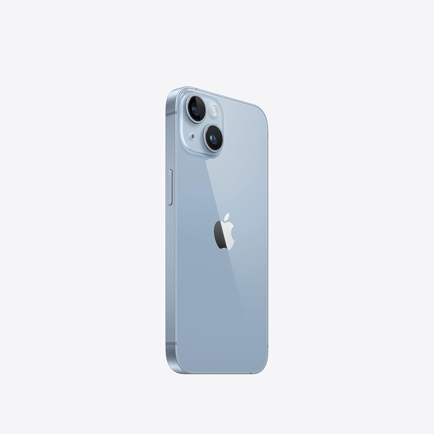 Apple iPhone 14 azul visto lado traseiro