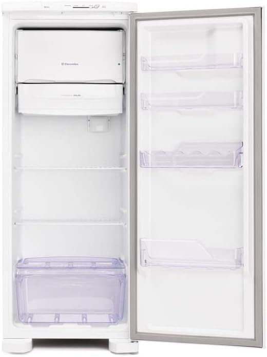 Interior refrigerador Electrolux 240L branco porta aberta vazio