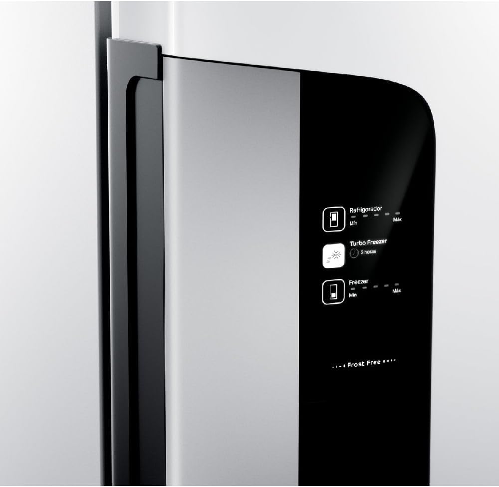 Painel digital da geladeira Consul Frost Free Duplex 397 litros, com funções de refrigerador e freezer.