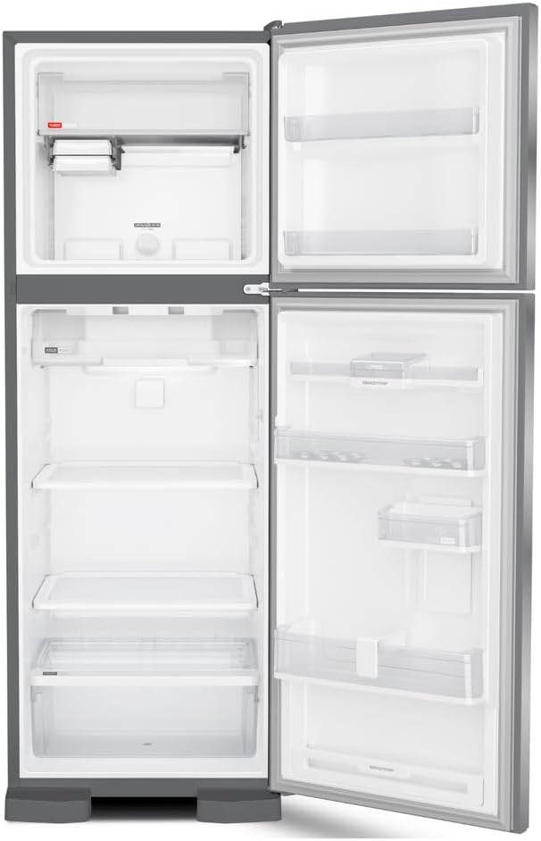 Interior da geladeira Brastemp Frost Free duplex inox 375 litros aberta