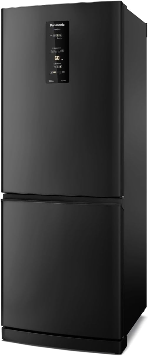 Geladeira Panasonic BB64 Black Inox frost free 460L lateral direita com painel digital