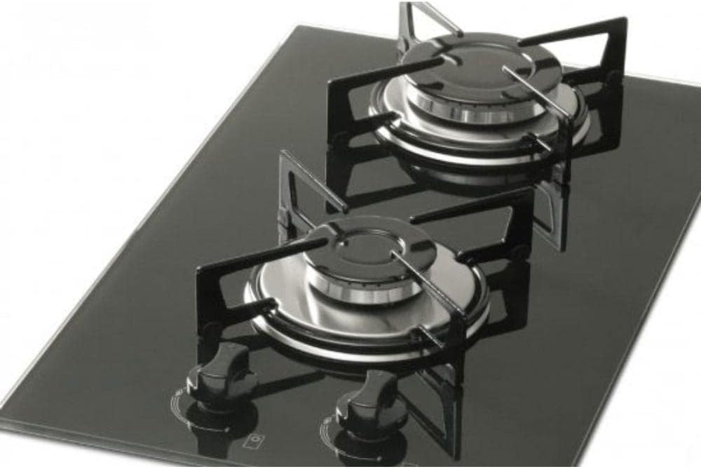 Cooktop Fischer 2 bocas gás vidro preto visor superior