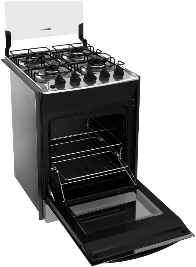 Fogão Brastemp 4 bocas inox embutir com forno aberto