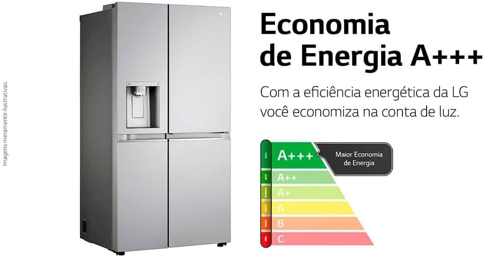 Refrigerador LG Side By Side 611L aço escovado economia energia A+++