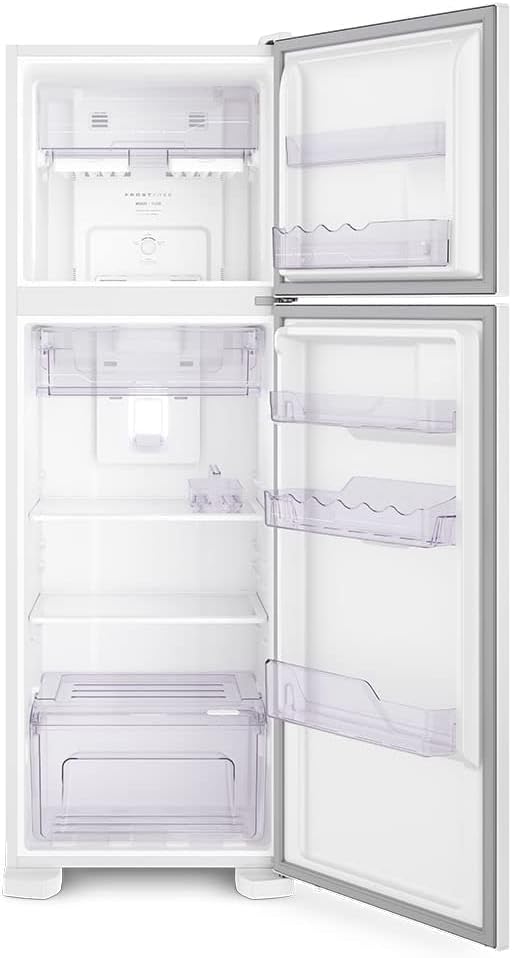 Interior do refrigerador Electrolux 371L Frost Free aberto sem alimentos