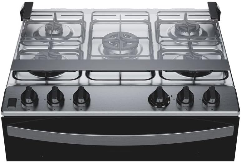 Tampo do fogão Brastemp 5 bocas inox com turbo chama vista superior