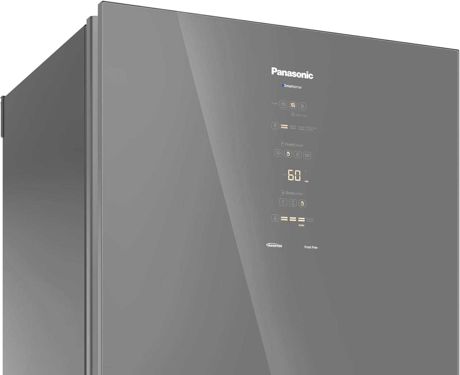 Painel digital iluminado da geladeira Panasonic BB65 Diamond Glass inverse frost free 450L
