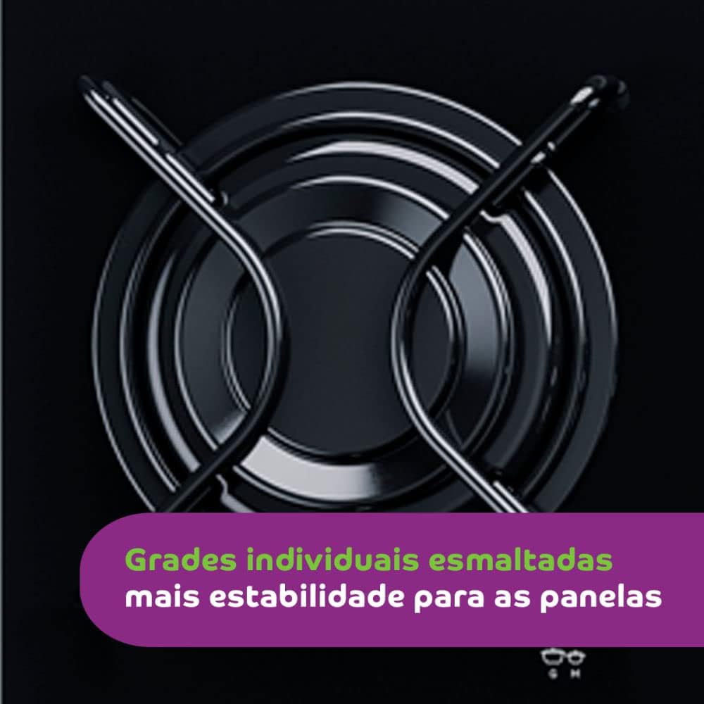 Grade esmaltada individual do cooktop Consul para maior estabilidade das panelas