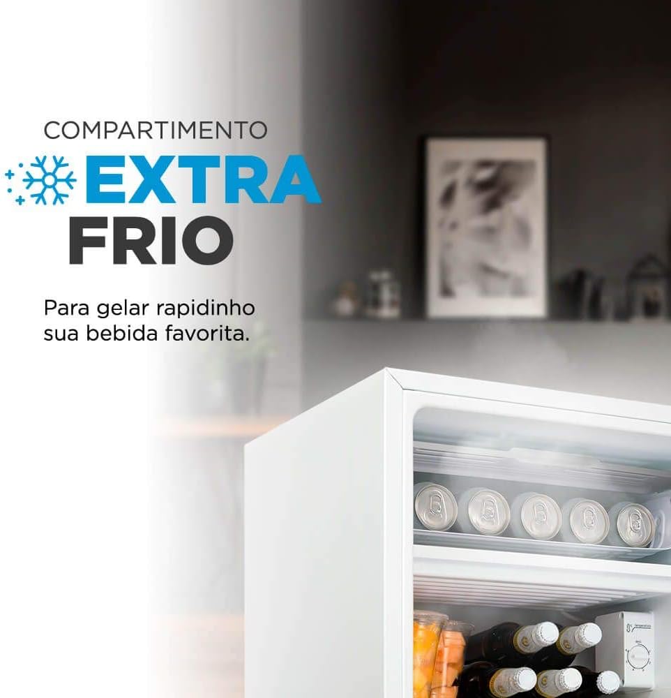 Frigobar Midea compartimento extra frio para gelar bebidas rapidamente