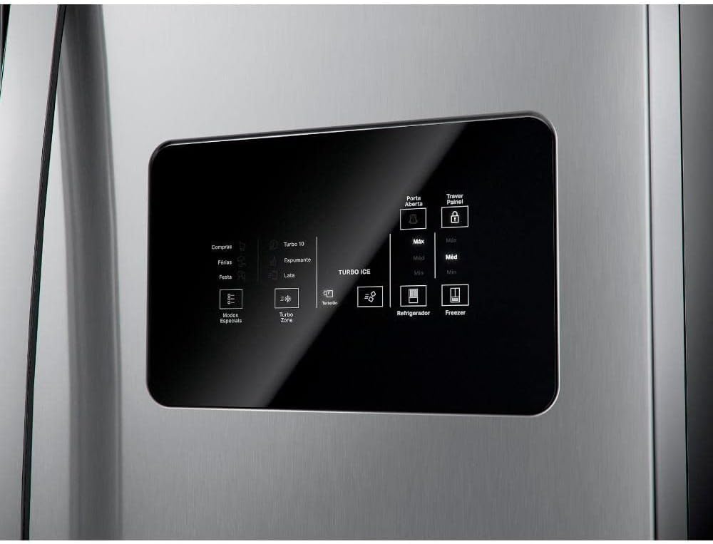 Painel digital da geladeira Brastemp French Door Frost Free A+++ inox