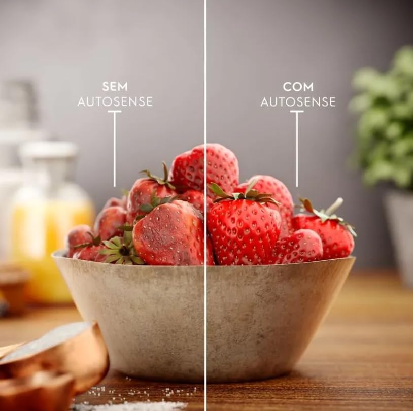 Comparação de morangos sem e com AutoSense para manutenção da frescura