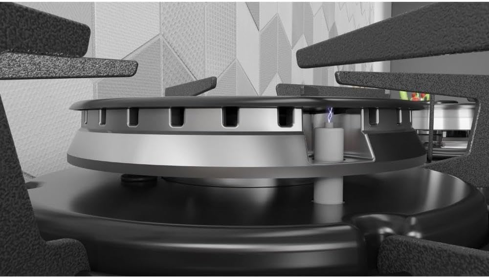 Close do queimador do cooktop 4 bocas a gás Itatiaia Electra Glass com acendimento superautomático