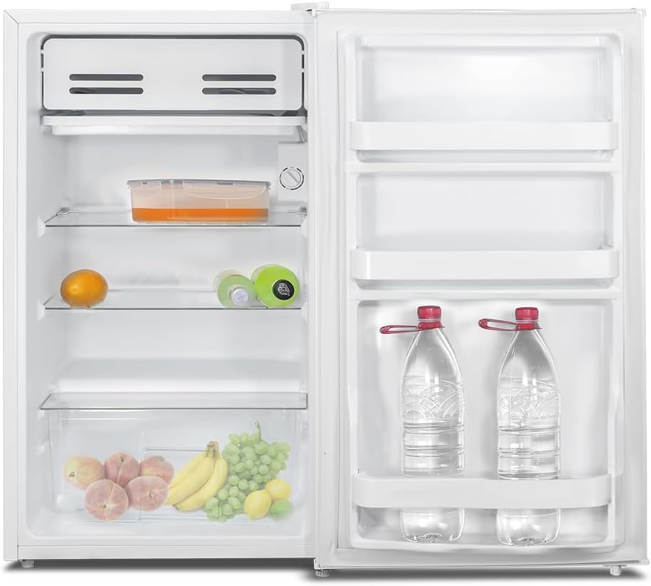 Frigobar Philco PFG114 aberto com alimentos dentro