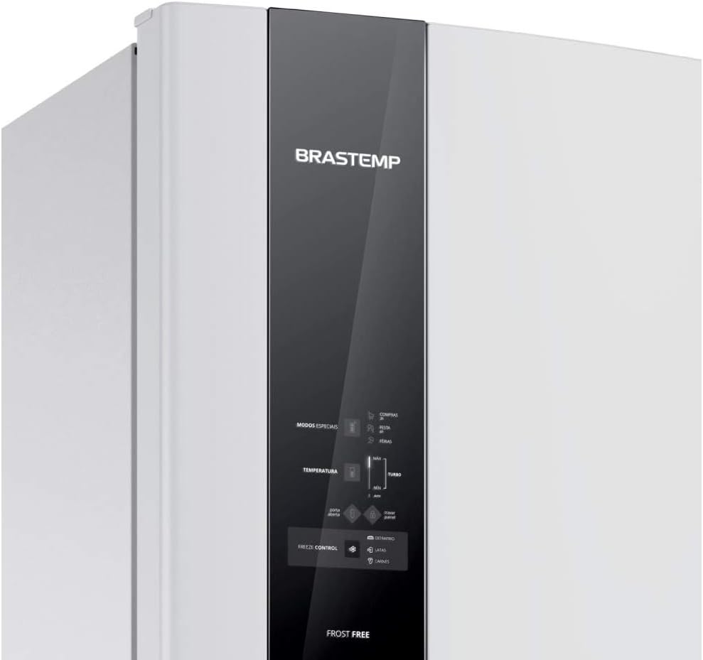 Painel de controle vertical preto da geladeira Brastemp Frost Free Duplex