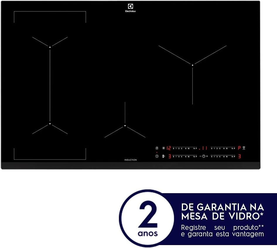 Cooktop de indução preto Electrolux com selo garantia 2 anos mesa de vidro